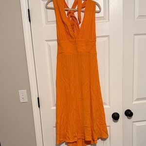 Cupshe Bright Orange One-Shoulder Tie-Back Maxi Dress